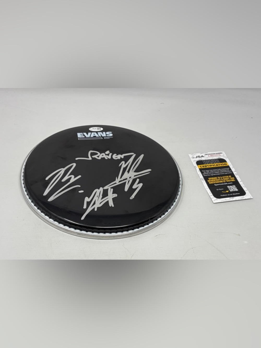 Raven Band signed Drumhead JSA COA